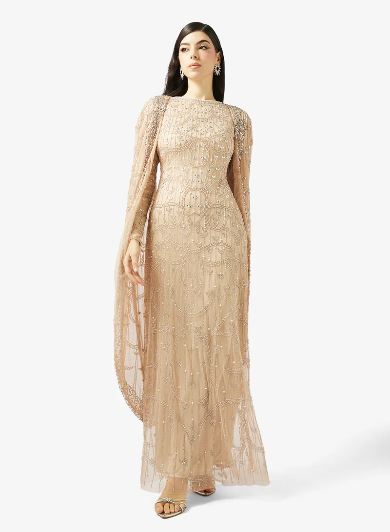 MARYISA Elegantdraped  Sequin Maxi Dress